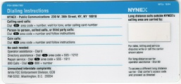 NYNEX  Instruction Card Payphone Insert