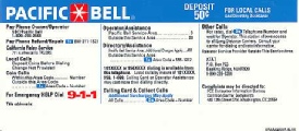 Pacific Bell Payphone  Instruction Card Payphone Insert