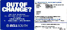 Bellsouth Payphone  Instruction Card Payphone Insert