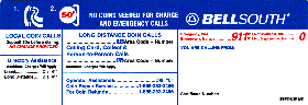 BellSouth Payphone  Instruction Card Payphone Insert