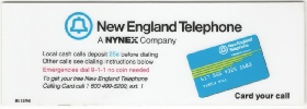 New england Telephone  Payphone Instruction Card Payphone Insert