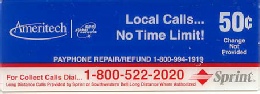 Ameritech Instruction Card Payphone Insert