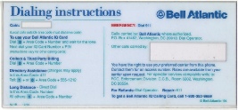 Bell Atlantic Payphone  Instruction Card Payphone Insert