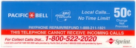 PAC BELL Upper Payphone  Instruction Card